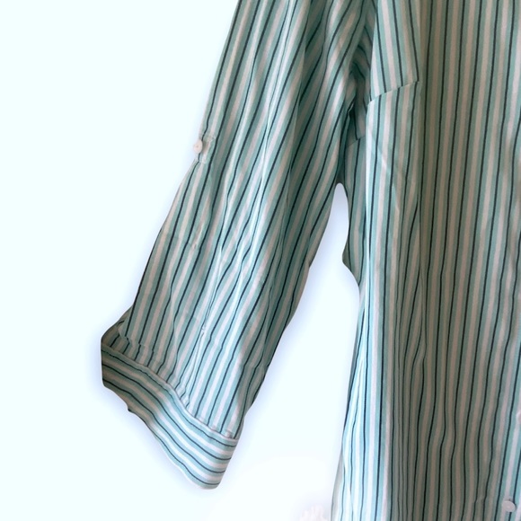 THE LIMITED Womens Calm Sea Convertible Sleeve Stripe Shirt Dress Stretch Cotton - Picture 8 of 16